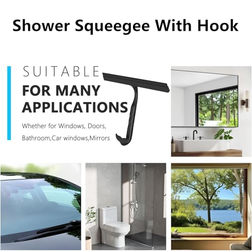 Shower Squeegee for Glass Doors, All-One-Piece Winning Silicone Squeegee - color: Black