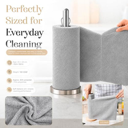 Microfiber Cleaning Cloth Roll 20 Sheets 11" x 10" Tear Away Microfiber Towel Roll Reusable Paper Towels Washable Ultra Absorbent Lint-Free Cleaning Cloths for Kitchen, Car and Home Use, Grey - color: Grey