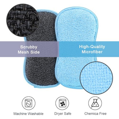 HOMEXCEL Dish Sponge 12 PK, Microfiber Kitchen Sponges for Cleaning, Blue - color: Blue