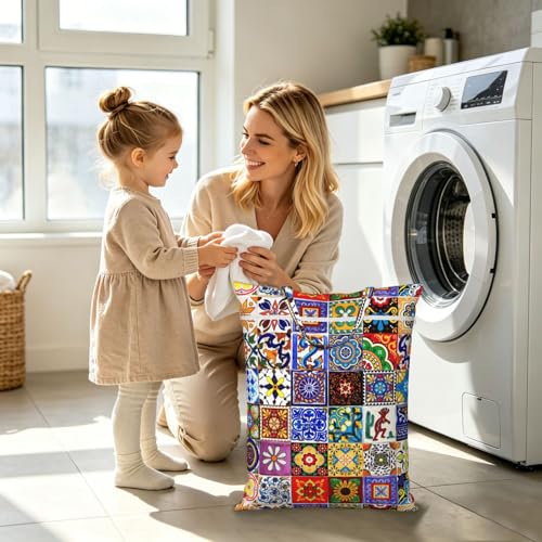 Bohemian Chic Floral Travel Laundry Bag Washable Dirty Clothes Bag for Gym - color: Bohemian Chic Floral