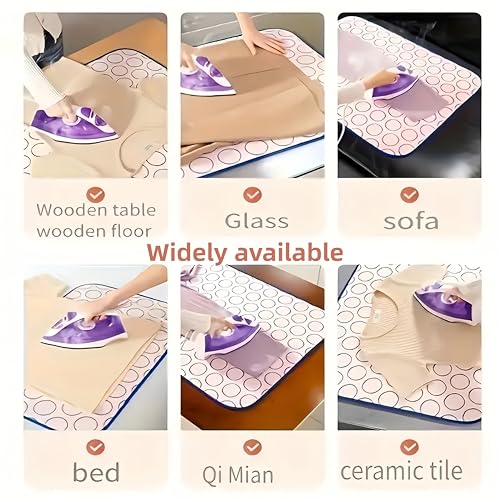 Portable Ironing Mat Blanket Heat Resistant Tabletop Ironing Pad for Countertop, Washer or Dryer, Foldable Travel Ironing Board Alternative for Small Spaces and Iron Anywhere Use