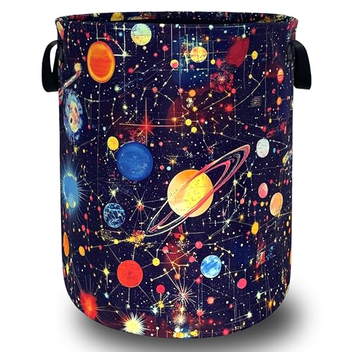 Planets Galaxy Laundry Basket Oxford Cloth Foldable Hamper 18.9x16.5 Inch - color: Watercolor Starry Sky Galaxy Planets
