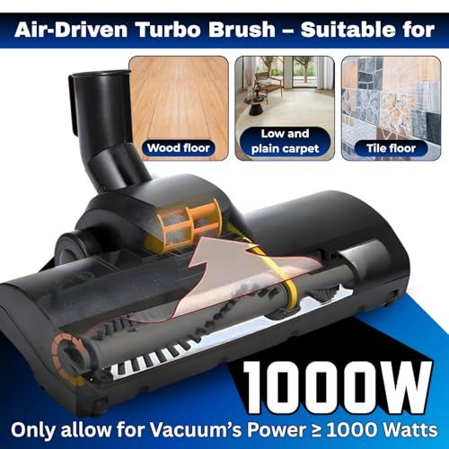 Turbo Brush Head Vacuum Attachment for Shark Navigator Rotator & Shop Vac using 1-1/4'',1-3/8" & 2-1/4'' Acessories - Removal Pet Hair for Hard Floors, Low Pile Carpet & Area Rugs
