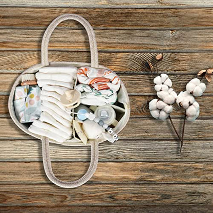XUANGUO Large Cotton Rope Baby Diaper Caddy Organizer Basket Oatmeal - color: oatmeal, size: Large