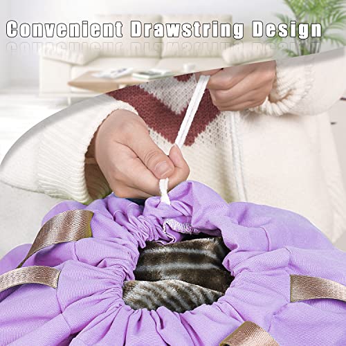 Sanlykate Large Canvas Cotton Laundry Bag with Drawstring & Handles, Heavy Duty Durable Dirty Clothes Organizer, Tear Resistant Hamper Liner Storage Bag, Travel Sack, 25.5 x 34inch - Purple - color: Purple