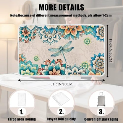 Bohemian Folding Ironing Mat Heat and Steam Resistant Dragonfly Ironing Pad 32 x 16 Inch Foldable Iron Mat for Table Top Washer,Dryer,Large Iron Board Mats Irons Pad - color: Bohemian Dragonfly