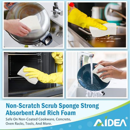 AIDEA Non-Scratch Scrub Sponge-6Count, Sponges Kitchen, Sponges for Dishes - color: White