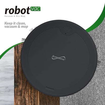 Supersonic SC-820SV Robot Vacuum & Dry Mop, Quiet Clean, Low-Profile Design, 120 Minutes Cleaning Time, Drop-Sensing Technology, 420ML Dust Bin, Brushless Motor, Fast Charging