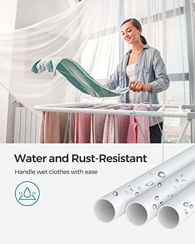SONGMICS Clothes Drying Rack, Foldable Space-Saving Laundry Drying Rack - color: White + Gray, size: 1 Tier （21.7"d x 58.3"w x 39.4"h）