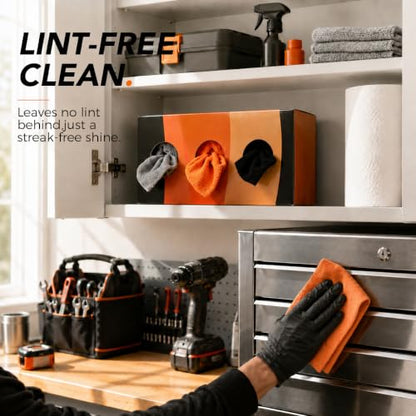 UNIMADE Microfiber Cleaning Cloth, 150 Pack Microfiber Towels for Cars - color: Grey & Orange & Black