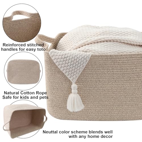 65L Large Laundry Basket with Handles,Woven Blanket Basket,Brown - color: Brown, size: 65L