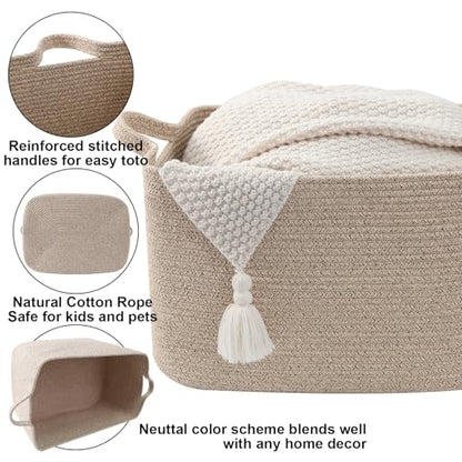 65L Large Laundry Basket with Handles,Woven Blanket Basket,Brown - color: Brown, size: 65L