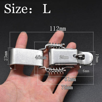 Stainless Steel 304 All in one Double Spring Locking Latch with Lock Hole ，hasps Chest Toggle Catch Clasp Furniture Hardware Accessories w/Screws (L) - size: Large