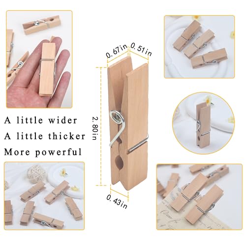Large Wooden clothespins for Clothes 2.85 Inches Length,for Hanging Clothes,Craft,Food Opened Bags,DIY