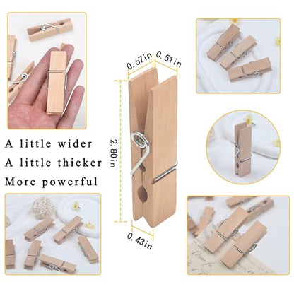 Large Wooden clothespins for Clothes 2.85 Inches Length,for Hanging Clothes,Craft,Food Opened Bags,DIY
