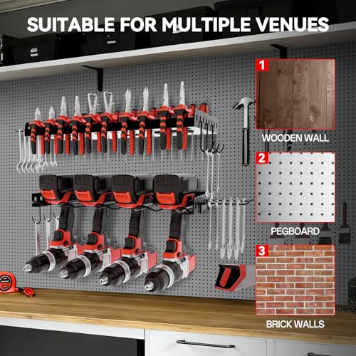 Power Tool Organizer Wall Mount, 2 Tier Tool Organizer for power tool Storage,Garage Tool Organizer for Home Gift