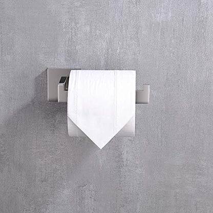 TASTOS Polished Chrome Toilet Paper Holder SUS304 Stainless Steel, Modern Square Half Open Bathroom 5 inch TP Holder Wall Mount Rustfree Tissue Roll Dispenser for Washroom Kitchen - color: Polished Chrome, size: Square (1 pack)