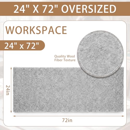 HunnmingRe 24" x 72" Wool Pressing Mat, Extra Large 100% New Zealand Wool Ironing Mat for Quilting Supplies, Sewing, Embroidery, 0.5 Thick Heat-Resistant Double Non-Slip Sided Ironing Pad - size: 24" X 72"