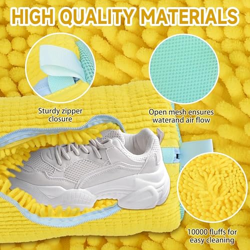 2-Pack Shoe Washing Machine Bag – Reusable Laundry Shoe Bags for Washer & Dryer, 360° Deep Cleaning for Sneakers & Tennis Shoes with Self-Locking Zipper, Yellow (Yellow)