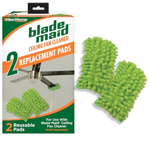 Blade Maid Replacement Microfiber Pads | Reusable, Machine Washable Pads for Blade Maid Ceiling Fan Cleaner with Extendable Pole for High Ceilings, Corner Cleaning Tool | Size 4.9" x 7.7" (Pack of 2) - size: Pack of 2 Replacement Pads
