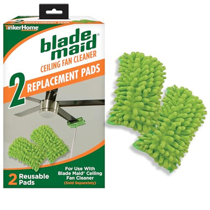 Blade Maid Replacement Microfiber Pads | Reusable, Machine Washable Pads for Blade Maid Ceiling Fan Cleaner with Extendable Pole for High Ceilings, Corner Cleaning Tool | Size 4.9" x 7.7" (Pack of 2) - size: Pack of 2 Replacement Pads