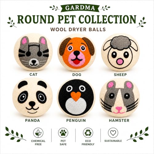 Wool Dryer Balls XL 6-Pack – Organic Wool Dryer Balls for Laundry Reusable, Natural Fabric Softener, Reduces Drying Time, Static, Wrinkles & Clumping - color: Mixed Friends