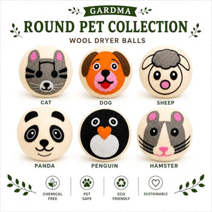 Wool Dryer Balls XL 6-Pack – Organic Wool Dryer Balls for Laundry Reusable, Natural Fabric Softener, Reduces Drying Time, Static, Wrinkles & Clumping - color: Mixed Friends