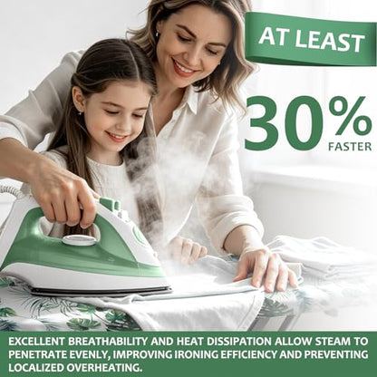 Padded Ironing Board Cover, 15 * 54 in Standard Size Ironing Board Covers, Easy Hook and Loop Fastener, Universal Fit for Standard Boards - color: Green Leaves