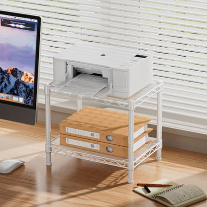 SINGAYE Small Shelves Kitchen Storage Shelf Wire Shelving Metal Adjustable - color: White, size: 2 Tier 11.6"Dx17.6"Wx12"H