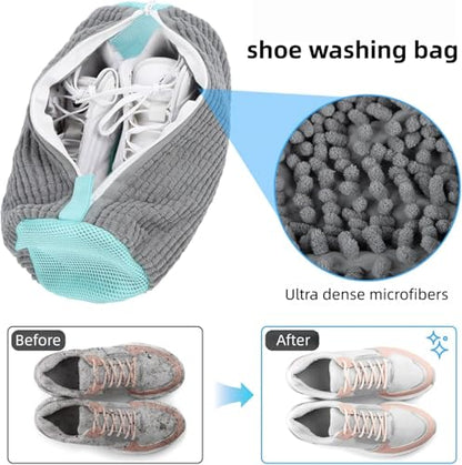 Reusable Shoe Washing Machine Bag & Shoes Laundry Bag for Washer and Dryer, with Self-Locking Zipper, 360° Deep Cleaning, Protects Shoes & Washer – Also Acts as Shoe Dryer Bag for Sneakers (2, grey)