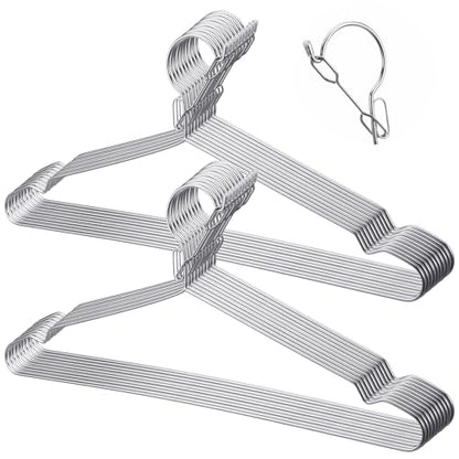 16.5” Lockable Wire Clothes Hangers, 20 Pack 4mm Windproof Stainless Steel RV Hangers Wire Heavy Duty Lock Hook Metal Closet Hanger Space Saving Metal Hanger for Closet RV Hotel Wardrobe