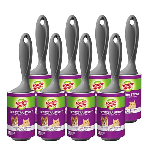 Scotch-Brite Pet Extra Sticky Lint Rollers 48 Sheets Per Roller (Pack of 8) - size: 8 Pack
