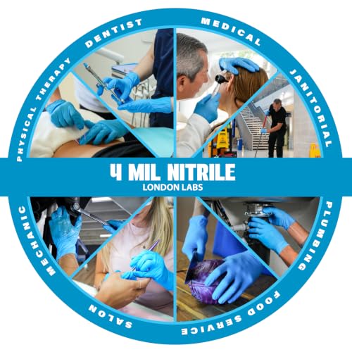 London Labs Synsafe 4 Mil - Blue Nitrile Exam Gloves –Disposable Latex Free & Powder Free – Extra Strong, Rubber Gloves - size: Medium, style: 1 Pallet (105 Cases)