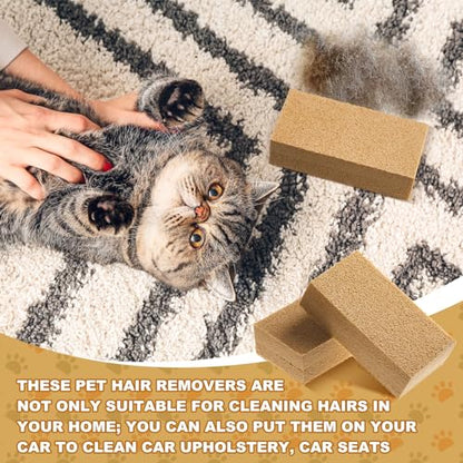 3 Pack Pet Hair Remover Sponge Cat and Dog Hair Sponge, Khaki - color: Khaki