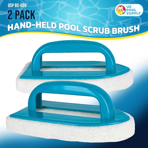 U.S. Pool Supply Hand-Held Pool Scrub Brush, 2 Pack, Surface Scrubbing Pad - size: 3x7