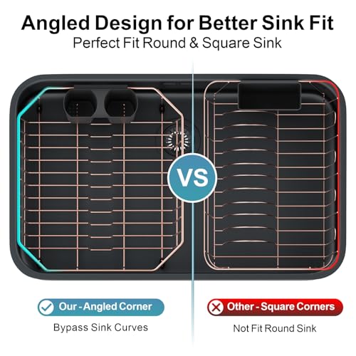 GSlife Small in Sink Dish Drying Rack - Stainless Steel for RV Kitchen - color: Rose Gold, size: Medium - 14.4" x 13.1" x 5.3"