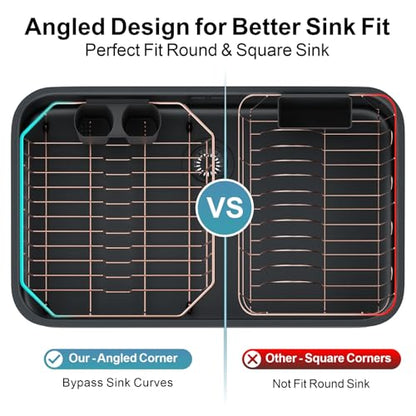 GSlife Small in Sink Dish Drying Rack - Stainless Steel for RV Kitchen - color: Rose Gold, size: Medium - 14.4" x 13.1" x 5.3"