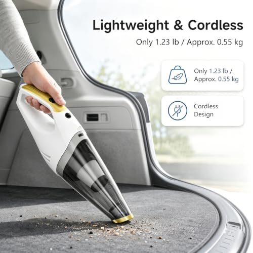 Handheld Vacuum Cordless, Rechargeable Portable Car Vacuum with LED Light