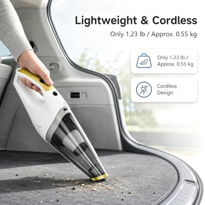 Handheld Vacuum Cordless, Rechargeable Portable Car Vacuum with LED Light