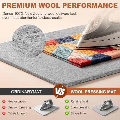 Wool Pressing Mat 100% New Zealand Wool Ironing Mat 17x24 &10x10in - size: 17" x 24" + 10" x 10"