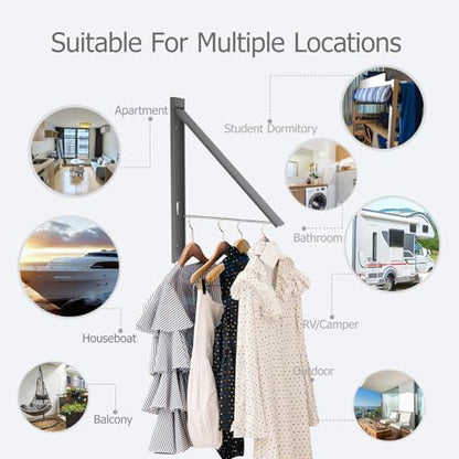 Clothes Drying Rack Folding Indoor,Laundry Room Organization,Wall Mounted Drying Racks for Laundry,Laundry Drying Rack Collapsible,Laundry Drying Rack,Retractable Clothesline (Gunmetal Gray) - color: Gunmetal Gray