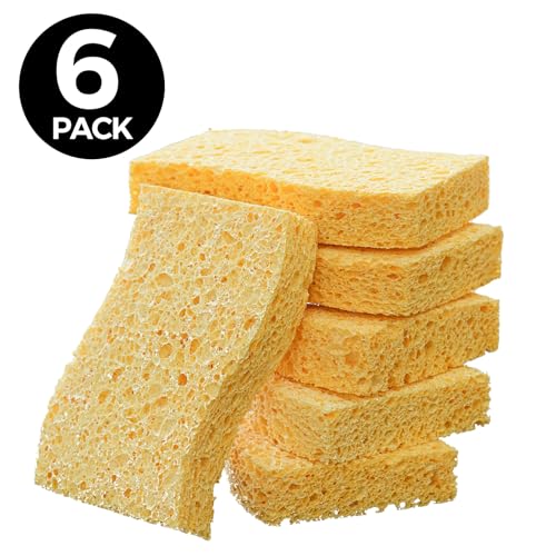 6-Pack Non-Scratch Kitchen Sponges – Durable Dish Sponges for Dishes, Pots, and Pans, Perfect for Cleaning Stainless Steel, Dishwashing, and More, Orange - color: Orange