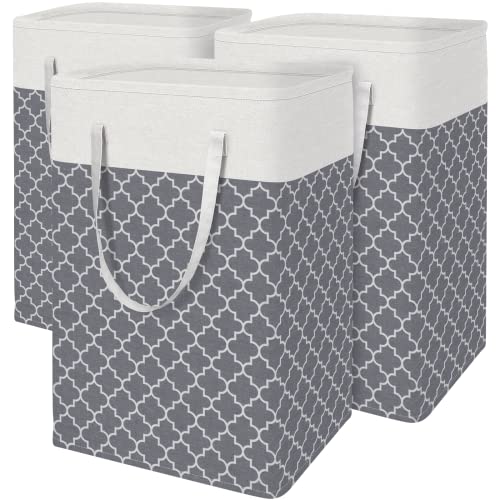 BlissTotes 3-Pack Laundry Basket, Laundry Hamper, Light Grey, 88L - color: Light Grey, size: 88L