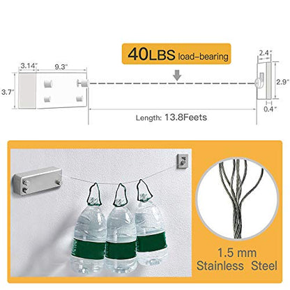 BESy Retractable Double Clothesline Laundry Indoor Washing Clothes Line - size: Double Rope, style: Silver