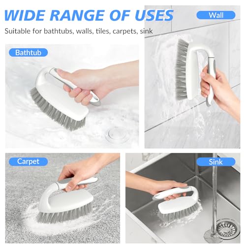 SetSail Heavy Duty Scrub Brush, 2 Pack Cleaning Brush Set, Grey White