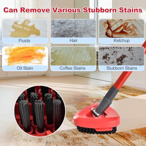 2 Pack Upgrade Scrubber Mop Head and Spin Mop Base for Ocedar,Scrub Brush Compatible with O-Cedar Rinseclean 2 Tank System,Hard Bristle Scrubber Mop with Base for Floor Deck Wall Bathroom and Kitchen - color: Red 2