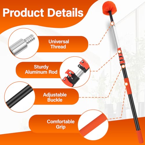 20FT Cobweb Duster with Extension Pole - High Reach Duster - size: 12 FT