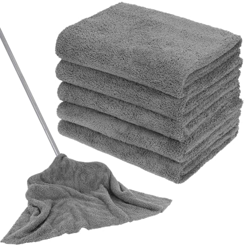 5 PCS Extra Large Microfiber Cleaning Cloth 30"x20", Washable Reusable Floor Cloth for Squeegee Mop House Floor Kitchen Car Window Highly Absorbent, Lint and Streak Free (Grey) - color: Grey
