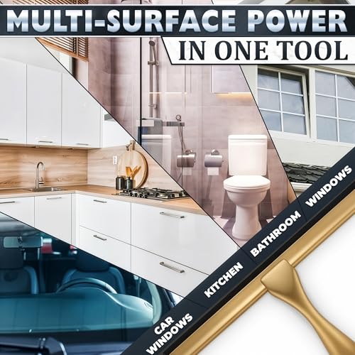 Gold Squeegee for Shower Glass, 14" Silicone Blade, Stainless Steel - color: Gold, size: 14 Inch