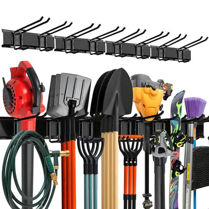TIDYME Garage Wall Organizer, Shovel Holder Wall Mount, 64" Double Hooks - size: 64" (0 Shelves)